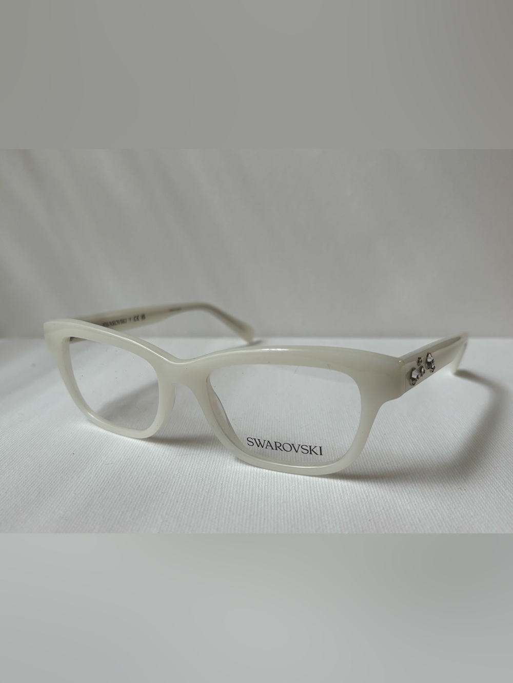 Swarovski Women's Pearl Cream Cat-Eye Glasses with Crystal Accents
